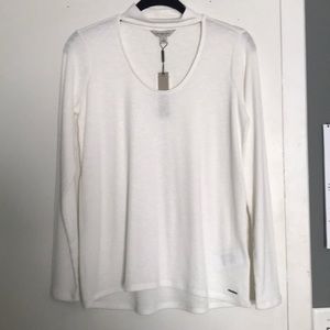 Calvin Klein white long sleeve choker neck top